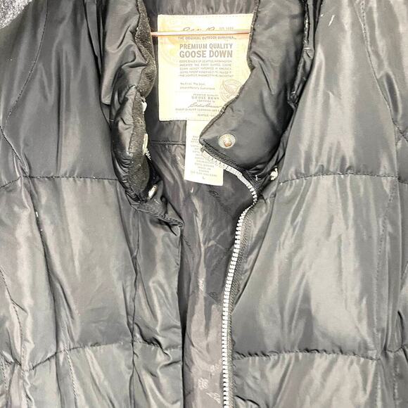 Eddie Bauer Womens Lodge Goose Down Quilted Black Parka without hood size Large - Picture 10 of 12
